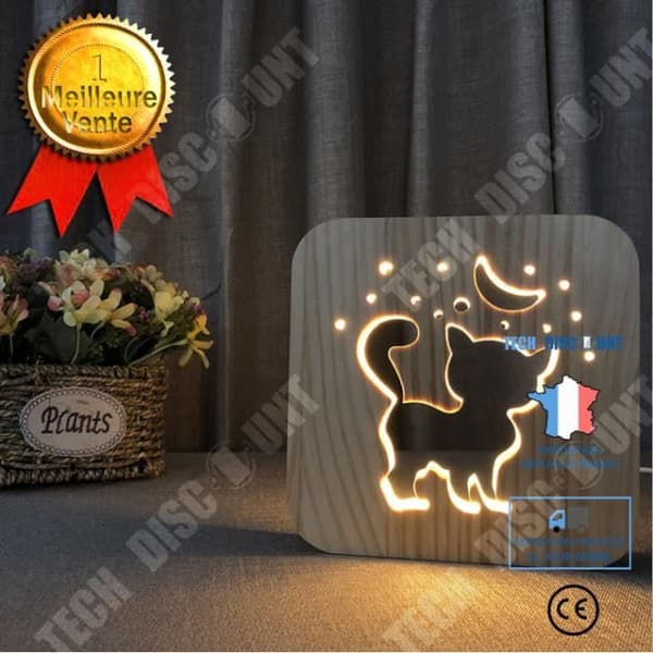 TD® BORDSLAMPA Mixed - söt 3D nattlampa Kreativ belysning Heminredning - Katt - gul QP™