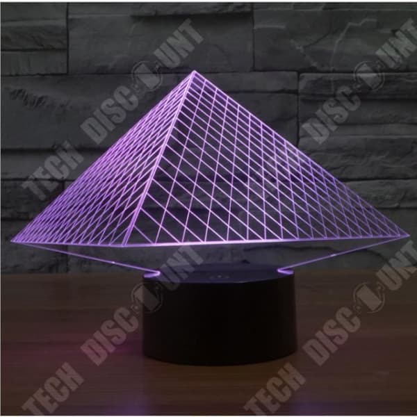 TD® Pyramid 3D Akryl Stereo Vision Lampa 7 färgskiftande USB Sovrum Nattlampa Nattlampa Creative Vakantie Heminredning