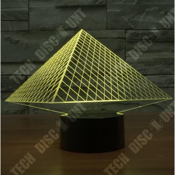 TD® Pyramid 3D Akryl Stereo Vision Lampa 7 färgskiftande USB Sovrum Nattlampa Nattlampa Creative Vakantie Heminredning