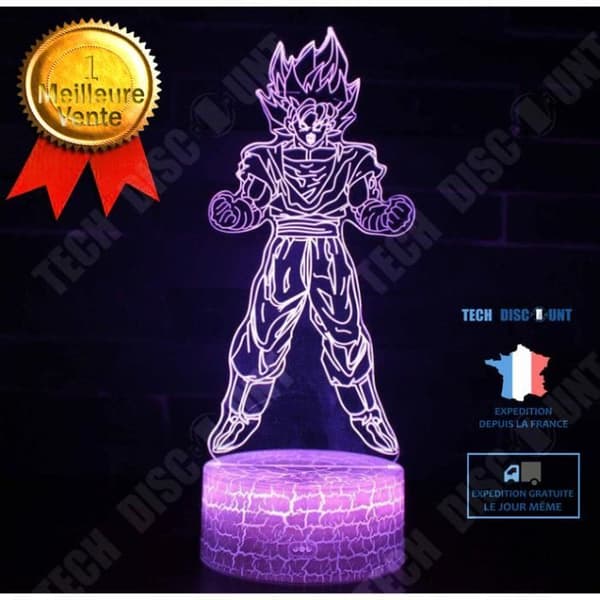 TD® 3D Illusion Lampor Dragon Ball Son Goku LED Nattlampa Lampa 7 färger Fjärrkontroll Touch Humör Dekoration Bordslampa Present