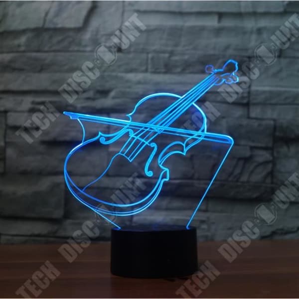 TD® 3D Optisk LED Nattljus 3D LED Nattljus Musikinstrument Violin med 7 ljusa färger för dekoration CD648887