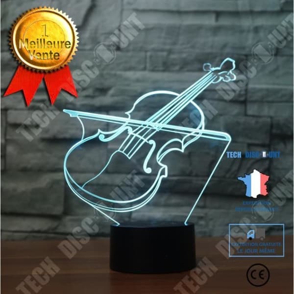 TD® 3D Optisk LED Nattljus 3D LED Nattljus Musikinstrument Violin med 7 ljusa färger för dekoration CD648887