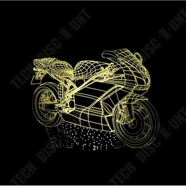 TD® Ny motorcykel 3D Visuellt Ljus Färgglad Touch Fjärrkontroll Färg Akryl 3D Liten Bordslampa Led Nattljus Wir4