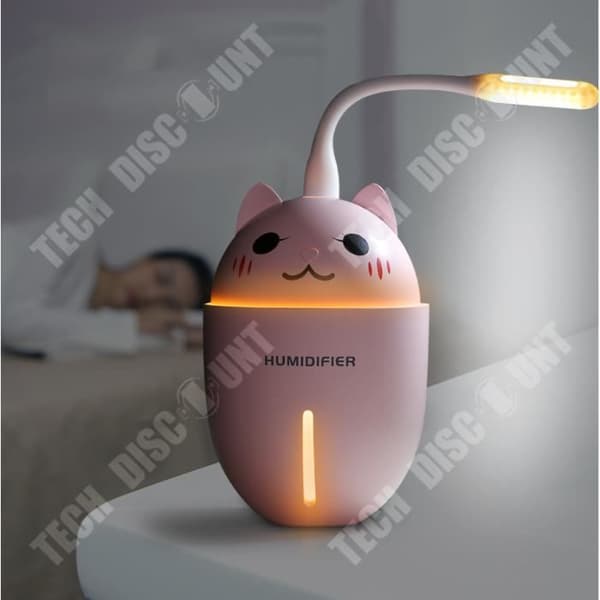 Baby Room Kalluftfuktare 320ml Trådlös Ultrasonic Dimbelysning Dim LED Nattlampa Hem Rosa