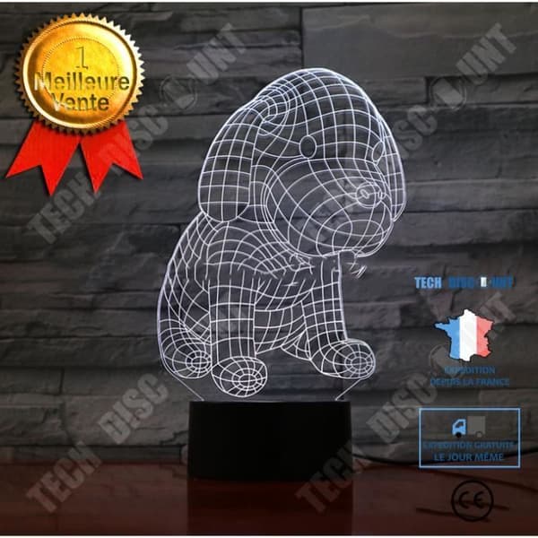 TD® 3D nattlampa hukande valp vardagsrum dekoration