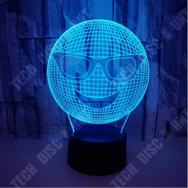TD® Dekorativ USB Cool Emoji 7 färger Fjärrkontroll Optisk illusion Nattljus 3D Visualisering Bordsbordslampor 3D Glow LED Lam