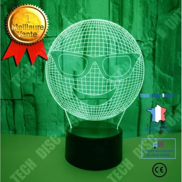 TD® Dekorativ USB Cool Emoji 7 färger Fjärrkontroll Optisk illusion Nattljus 3D Visualisering Bordsbordslampor 3D Glow LED Lam