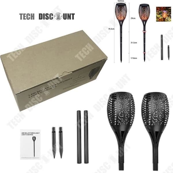 TD® Solar Flame Lamp Trädgård Utomhusbelysning Uteplats Blinkande LED-ljus Gräsmatta Dekoration Fest Bröllopsfestival Jul