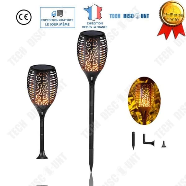 TD® Solar Flame Lamp Trädgård Utomhusbelysning Uteplats Blinkande LED-ljus Gräsmatta Dekoration Fest Bröllopsfestival Jul