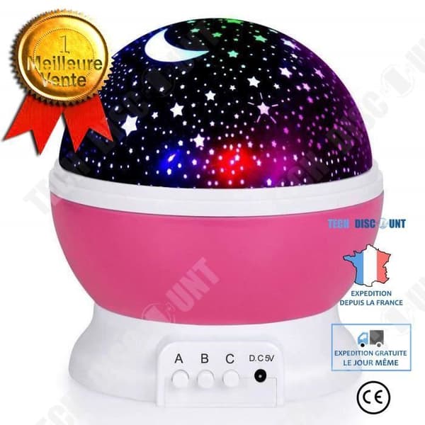 TD® 360° Starry Sky Night Light - Batteri och USB-driven rosa