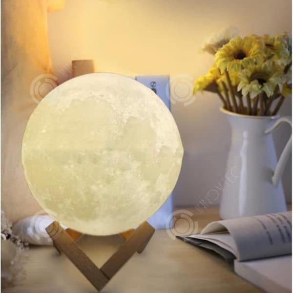 INNOVTEC 3D lunar moon lampa - 20cm - USB uppladdningsbar - Touch - Vit och flera färger