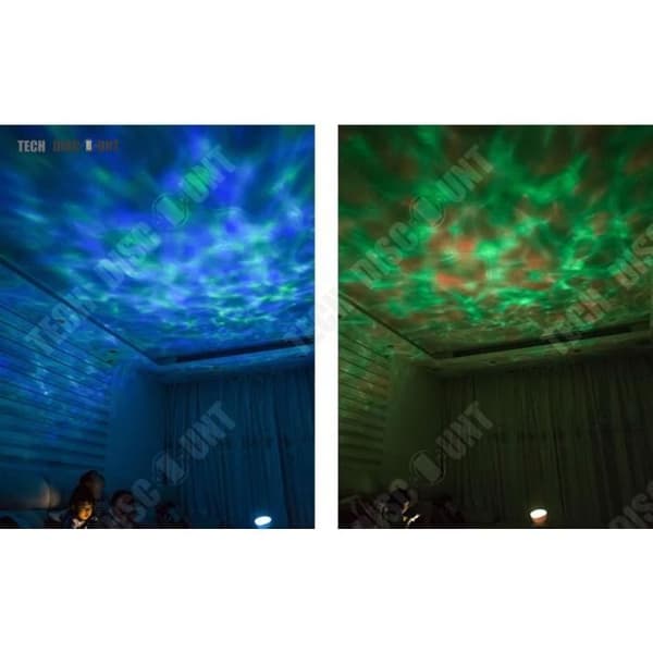 TD® LED-projektorlampa, Ocean Wave-projektor Nattljus med fjärrkontroll, timer/ 8 färglägen/ 6 musikljud, Pou