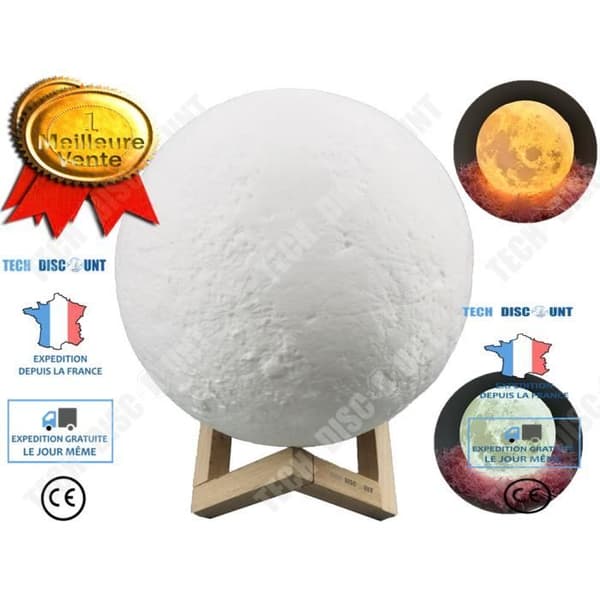 TD® 20 cm månlampa, 16 färger 3D månljus med stativ, pekfjärrkontroll Moonlight Lampa Hemma nattljus