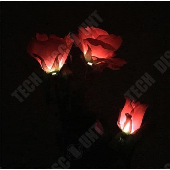 TD® Solar Garden Light 3 LED Rose Blomma Formad Stake Light Lighting Blomformad lampa för extern belysning