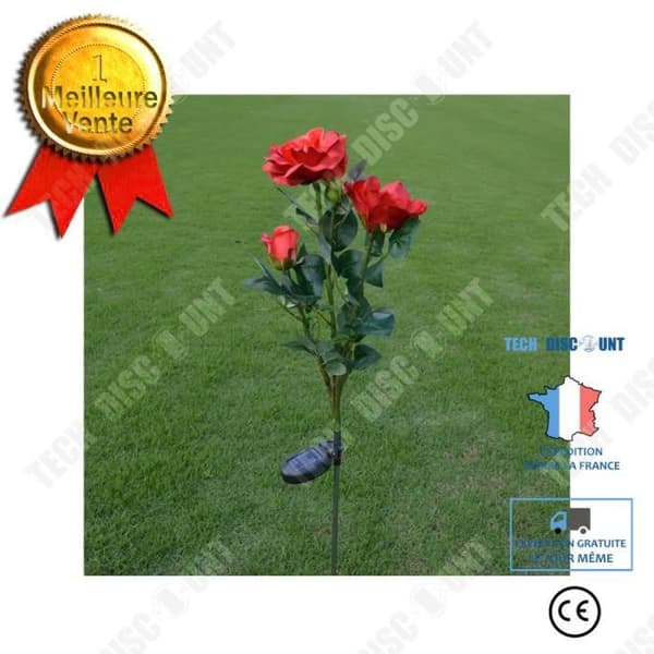 TD® Solar Garden Light 3 LED Rose Blomma Formad Stake Light Lighting Blomformad lampa för extern belysning