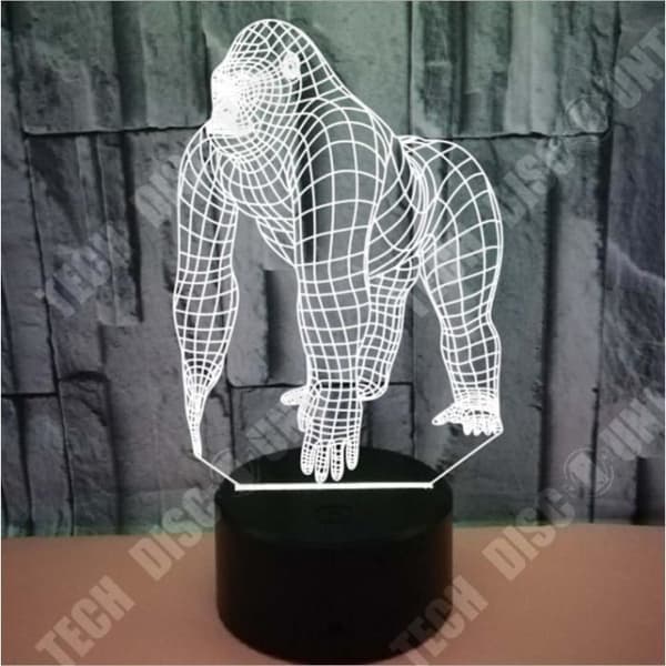 TD® The New Colorful Schimpans 3D Night Light Colorful Touch Fjärrkontroll LED Visual Stereo Bordslampa