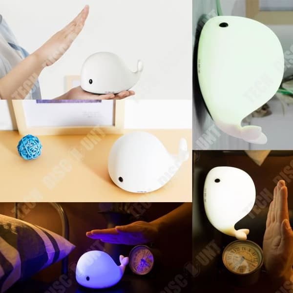 TD® Nattlampa baby natt barn självlysande skrivbord bord läslampa silikon delfin induktion ögon sovrumslampa deco säng sova