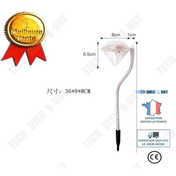 TD® 4st LED Solar Lampa Diamant Färger Ändring av Ljus Dekoration Trädgårdslampa Utomhus Nytt 30cm