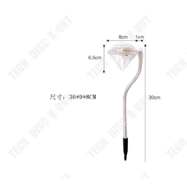 TD® 4st LED Solar Lampa Diamant Färger Ändring av Ljus Dekoration Trädgårdslampa Utomhus Nytt 30cm