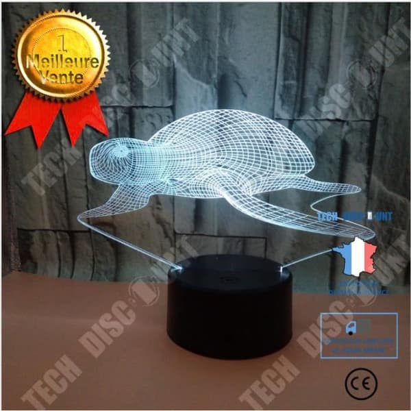TD® Turtle 3D Night Light 3D Colorful Light Touch 3D LED visuellt ljus