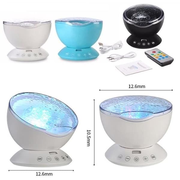 Projektor - Ocean - LED Nattlampa Lampa - Svart - Barnrumsdekoration - Fjärrkontroll ingår
