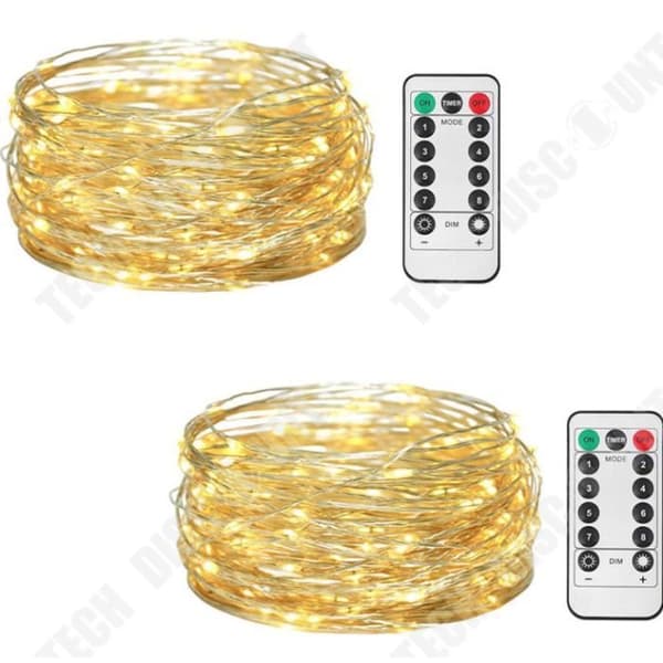 TD® USB Led String Lights, [2-pack]5m 50LED Silver-tråd med fjärrkontroll, 8 lägen (Cool White)