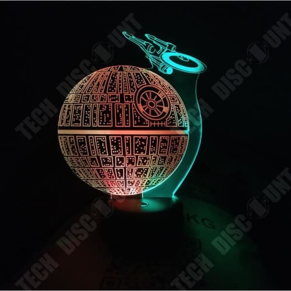 TD® 1 st Nattlampa Alien Rymdskepp Touch 7 färger 3D LED Illusion Mood Lamp för sovrum BORDSLAMPA