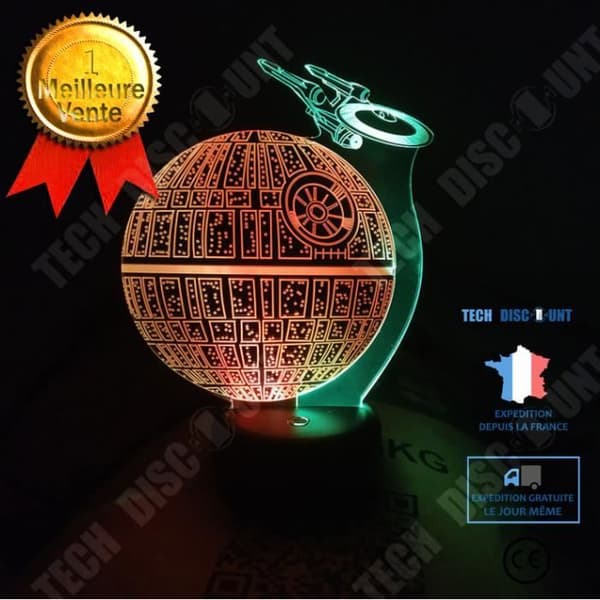 TD® 1 st Nattlampa Alien Rymdskepp Touch 7 färger 3D LED Illusion Mood Lamp för sovrum BORDSLAMPA
