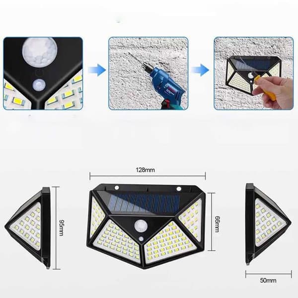 TD® 2st utomhussollampa - 100 lysdioder och 2200 mAh - Vattentät utomhusbelysning 270° solljus