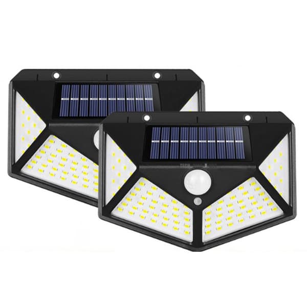 TD® 2st utomhussollampa - 100 lysdioder och 2200 mAh - Vattentät utomhusbelysning 270° solljus