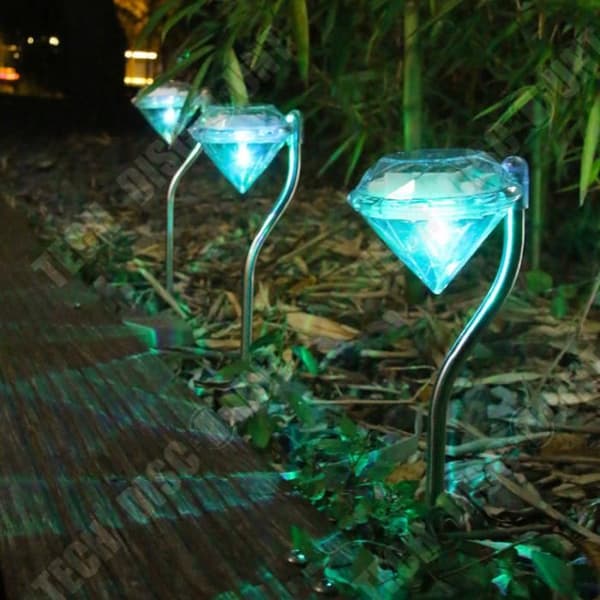 TD® 4st LED Solar Lampa Diamant Färger Ändring av Ljus Dekoration Trädgårdslampa Utomhus Nytt 30cm