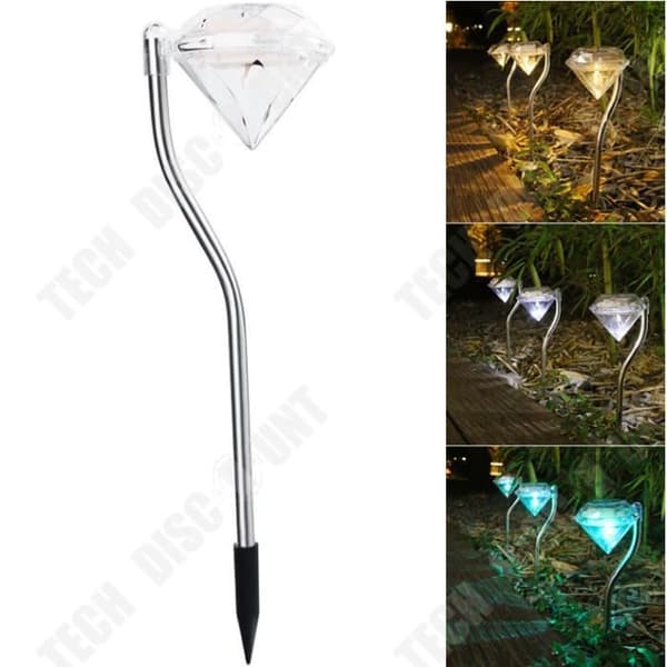 TD® 4st LED Solar Lampa Diamant Färger Ändring av Ljus Dekoration Trädgårdslampa Utomhus Nytt 30cm