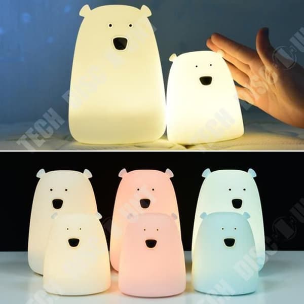 TD® Baby Kids Sovrumslampa Söt Björn Silikon LED Nattljus Nattlampa Sänglampa Barnrum Dekoration Rosa
