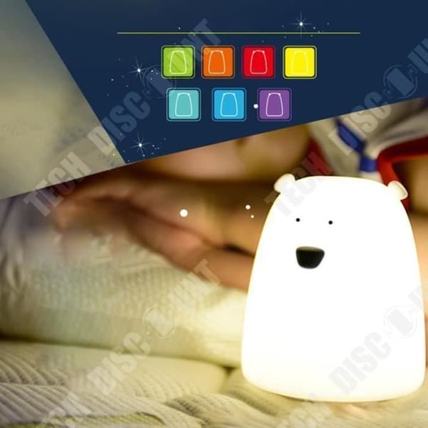 TD® Baby Kids Sovrumslampa Söt Björn Silikon LED Nattljus Nattlampa Sänglampa Barnrum Dekoration Rosa