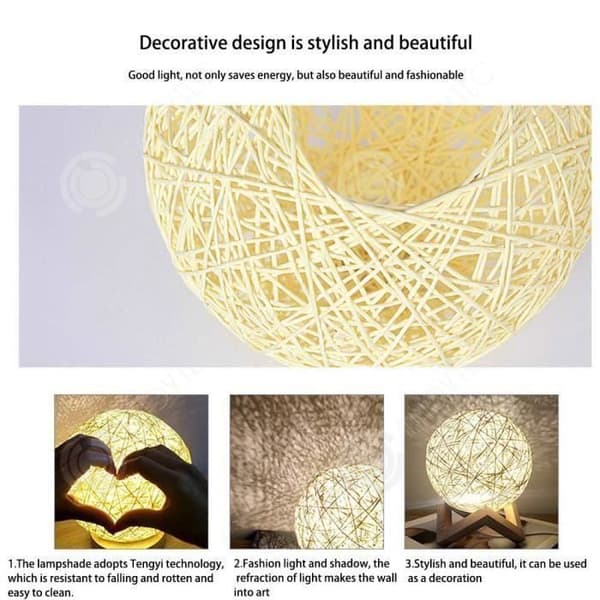 INN Creative USB Rattan Sänglampa för Hem Vardagsrum Sovrum Blå Julklapp