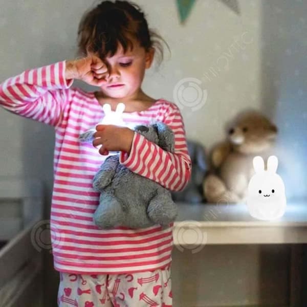 INN Kids nattlampa, LED söt silikonkanin nattlampa, perfekt jul-/födelsedagspresent för barn