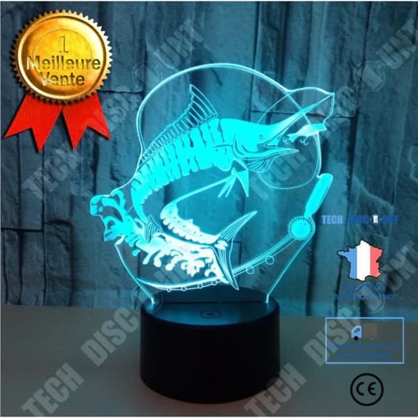 TD® Dekorativ USB Fish 7 färger Fjärrkontroll Optisk illusion 3D Night Light Visualization Bordsbordslampor 3D Glow LED