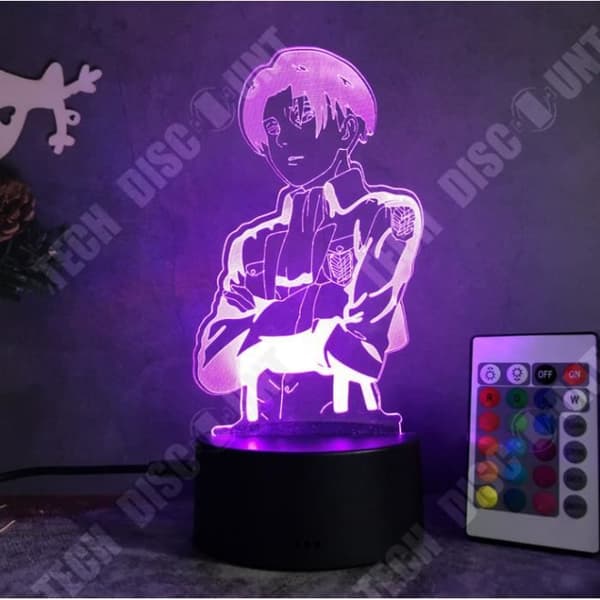 TD® 3D Illusion Lamp Led Nattljus Anime Attack On Titan Kapten Levi Ackerman Figurlampa 7 Färger Touch Sänglampa.