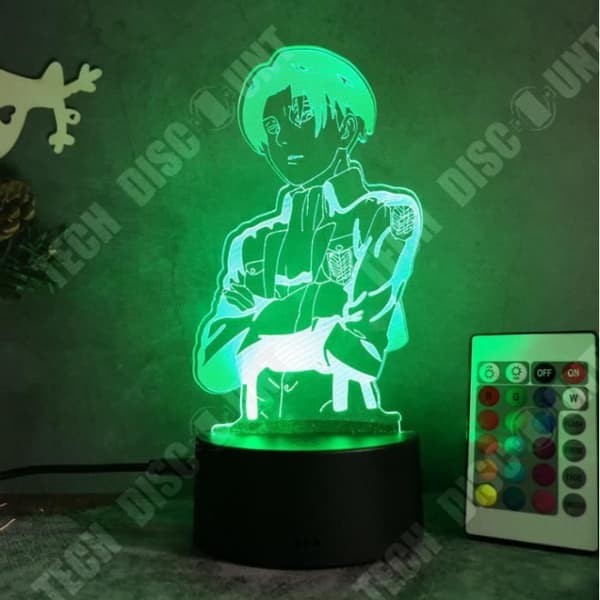 TD® 3D Illusion Lamp Led Nattljus Anime Attack On Titan Kapten Levi Ackerman Figurlampa 7 Färger Touch Sänglampa.