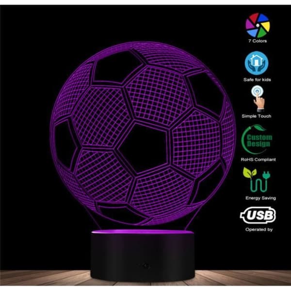 Fotbollsnattlampa 3D kreativ vision LED 16 färger Tredimensionell optisk lampa touch-omkopplarlampa Barngåva