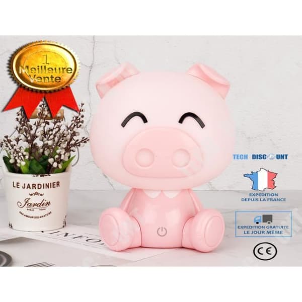 TD® Touch Cute Pig Pink LED sänglampa