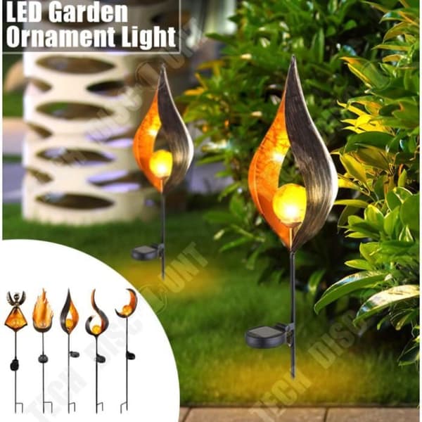 TD® Solar Outdoor Street Light - LED Retro Solar Iron Simulate Flame Lawn Lamp for Outdoor Garden Landscape Decor Lamp