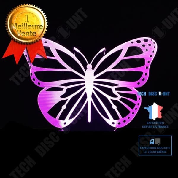TD® Butterfly 3D Nattljus Färgglad Touch Fjärrkontroll USB LED Visual Light Hemgåva Liten bordslampa