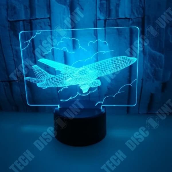 TD® Flygplanspresent Färgglad 3D-nattlampa i akryl