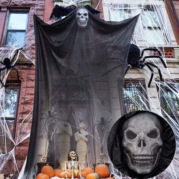 TD® Halloween Dekoration Skeleton Hanging - Black Ghost Hanging Gaze Veil - Spökhus bar ornament