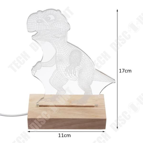 TD® Nattljus Dekorativt Dinosauriemönster 3D LED Nattlampa Illusion Light Skrivbordslampa Blå Färg Dekoration