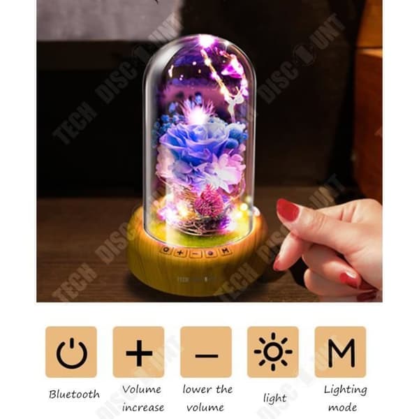TD® Eternal rose LED-ljus dekoration inredningsmöbler bluetooth högtalare present magisk atmosfär solid miljövänlig