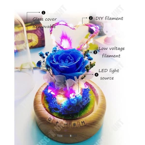 TD® Eternal rose LED-ljus dekoration inredningsmöbler bluetooth högtalare present magisk atmosfär solid miljövänlig