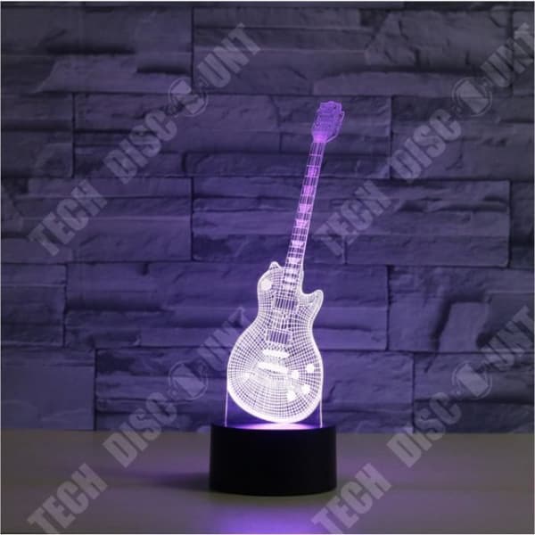 TD® 3D Guitar Led Night Light Sju Colors Touch Fjärrkontroll 3D Visual Light Present Liten bordslampa