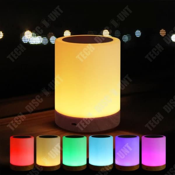 TD® Färgglad missfärgning Träkorn Romantisk Bar Uppladdningsbar nattlampa Sänglampa Touch Bordslampa